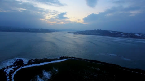 aerial view of sea at dusk 4k