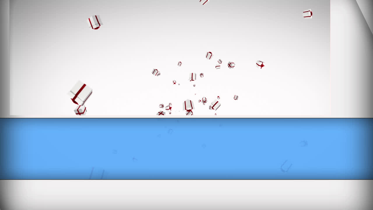 Animation of presents falling on white background