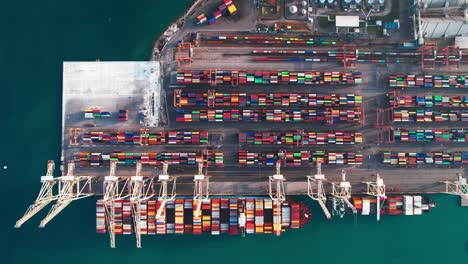 container port aerial top down view, koper slovenia