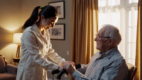 caregiver assisting elderly patient