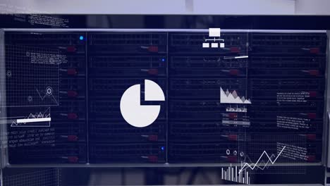 animation of data processing over server room