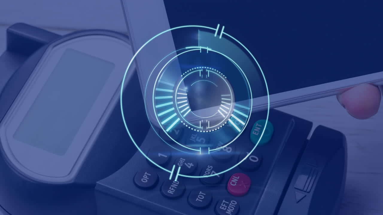 animación del alcance de la exploración a través de teléfonos inteligentes y terminales de pago