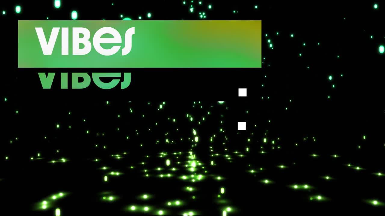 Animation of vibes text and light spots on black background
