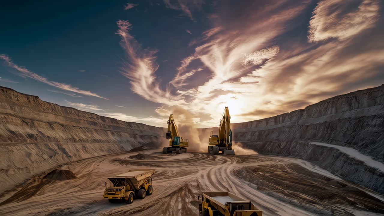 Heavy Equipment Operating in a Dusty Mine