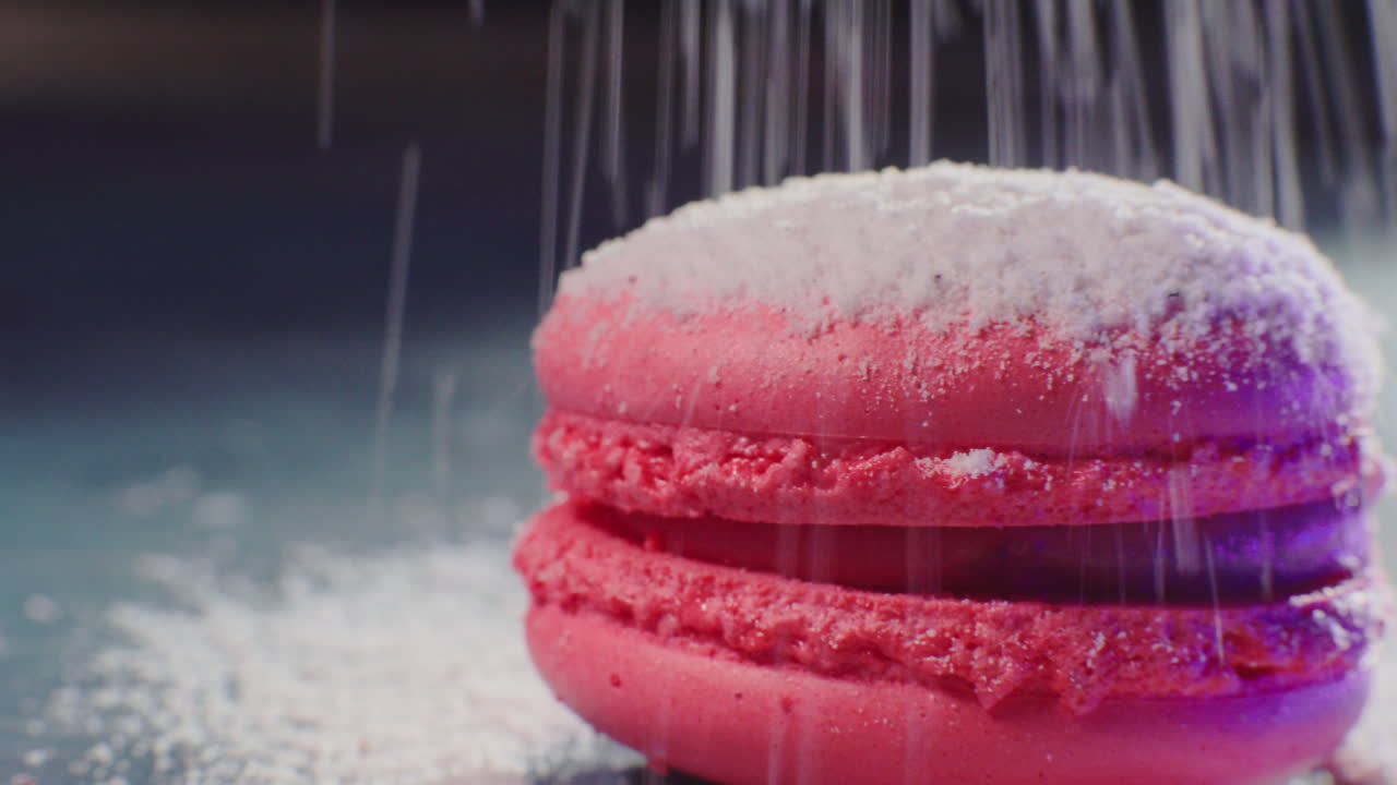 Pink Macarons with Powdered Sugar