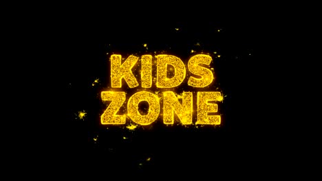 el texto de la zona de niños hace chispas en el fondo negro.