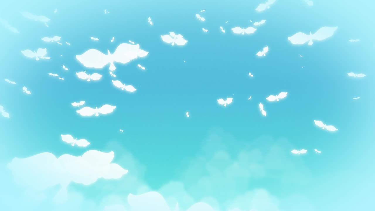 새들이 하늘을 날고 있다.