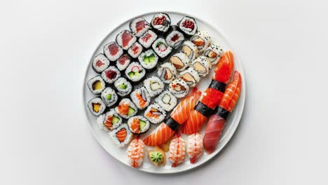 sushi platter with salmon, tuna and other fillings