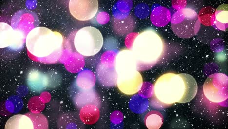 Animation-of-snow-falling-over-colourful-lights-christmas-decoration