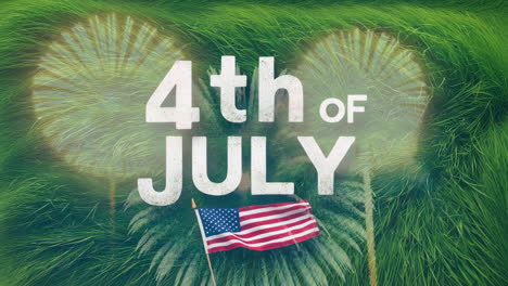 4th of july celebration with american flag and fireworks