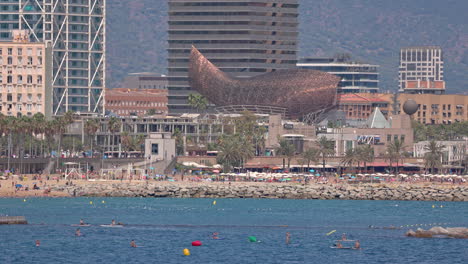 barcelona beach skyline viewed from the port