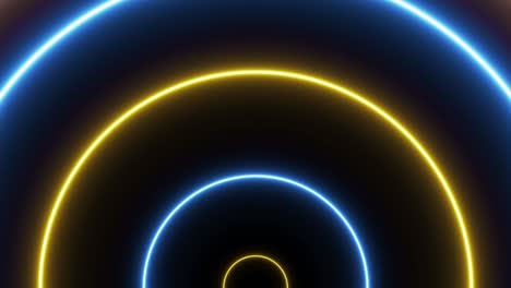 round blue and yellow lights on a dark animated background. minimalistic abstract seamless loop motion graphic concept