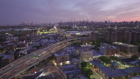 aerial view of the bronx at night. shot in new york city.