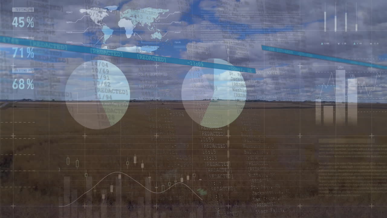 풍경에 대한 금융 데이터 처리의 애니메이션