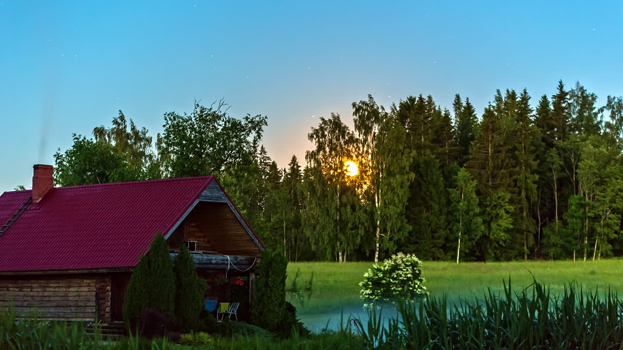 timelapse del amanecer en el prado rural
