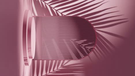 Minimal-pink-display-for-cosmetic-background-product-stand-with-beach-vibe,-3d-rendering,-3d-illustration-animation-loop