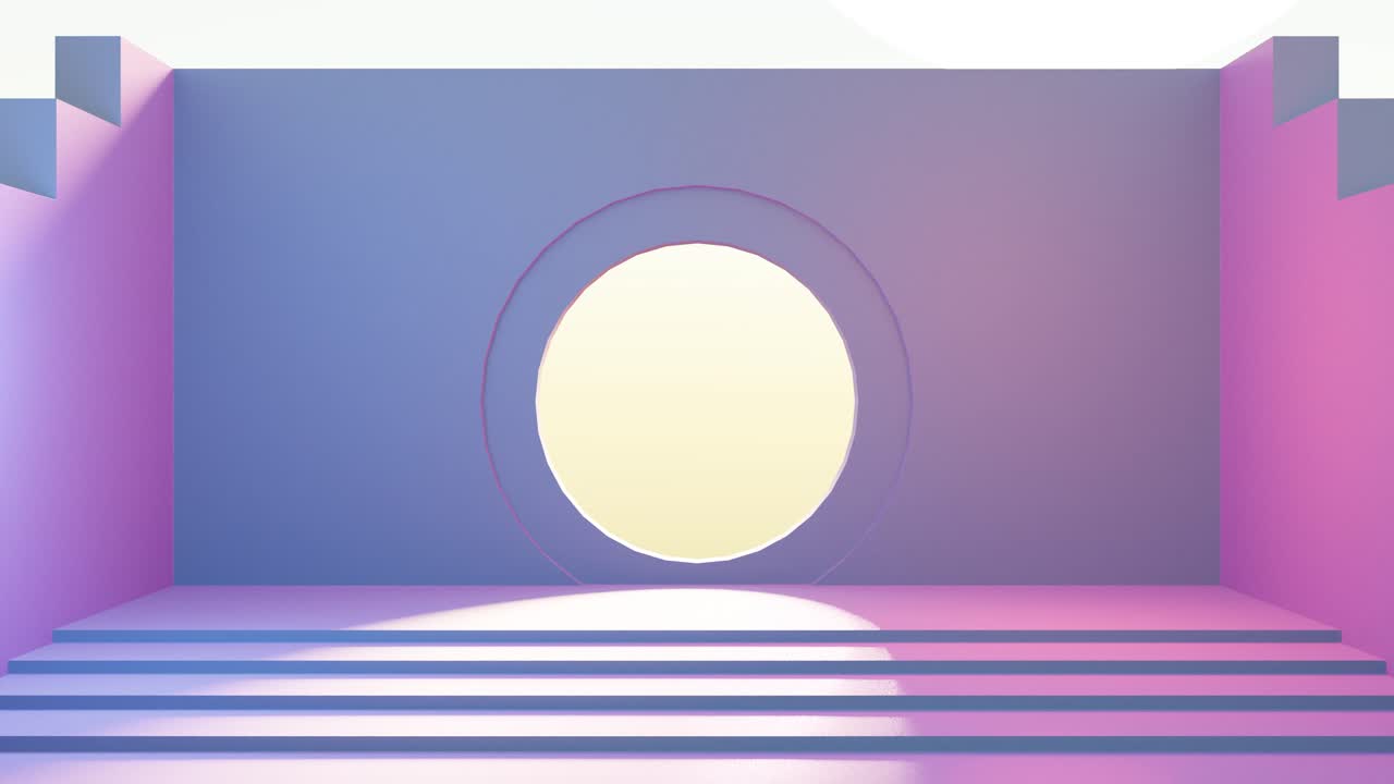 Pastel minimalistisk 3D-scene med oval bue