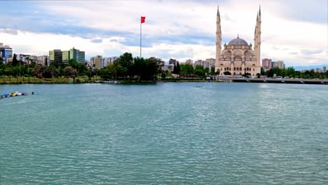 sabancı merkez camii (english: sabancı central mosque) by seyhan river in adana, turkey