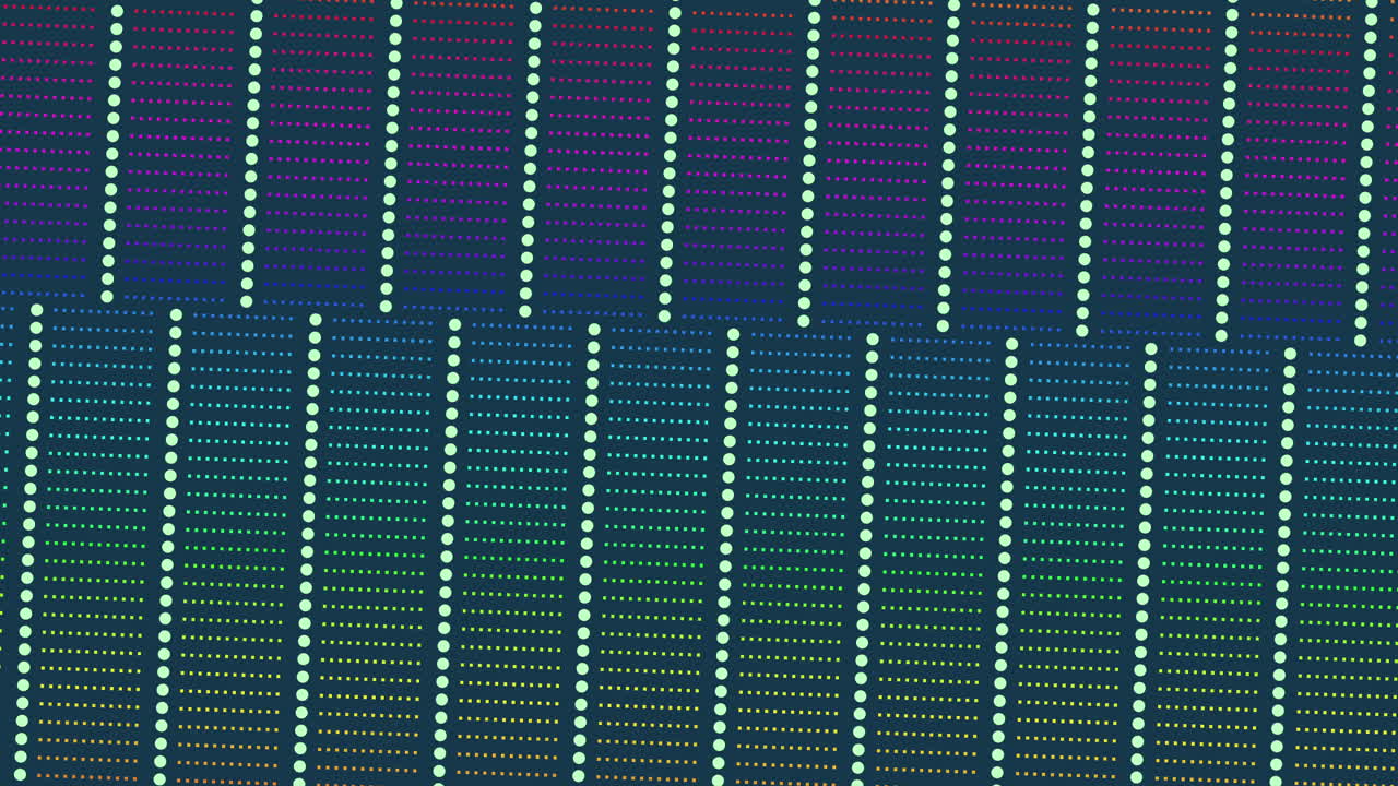 A colorful grid of vertical and horizontal lines forms a checkerboard pattern with squares of various colors, creating a vibrant and eye-catching design