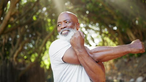 senior man stretching outdoors