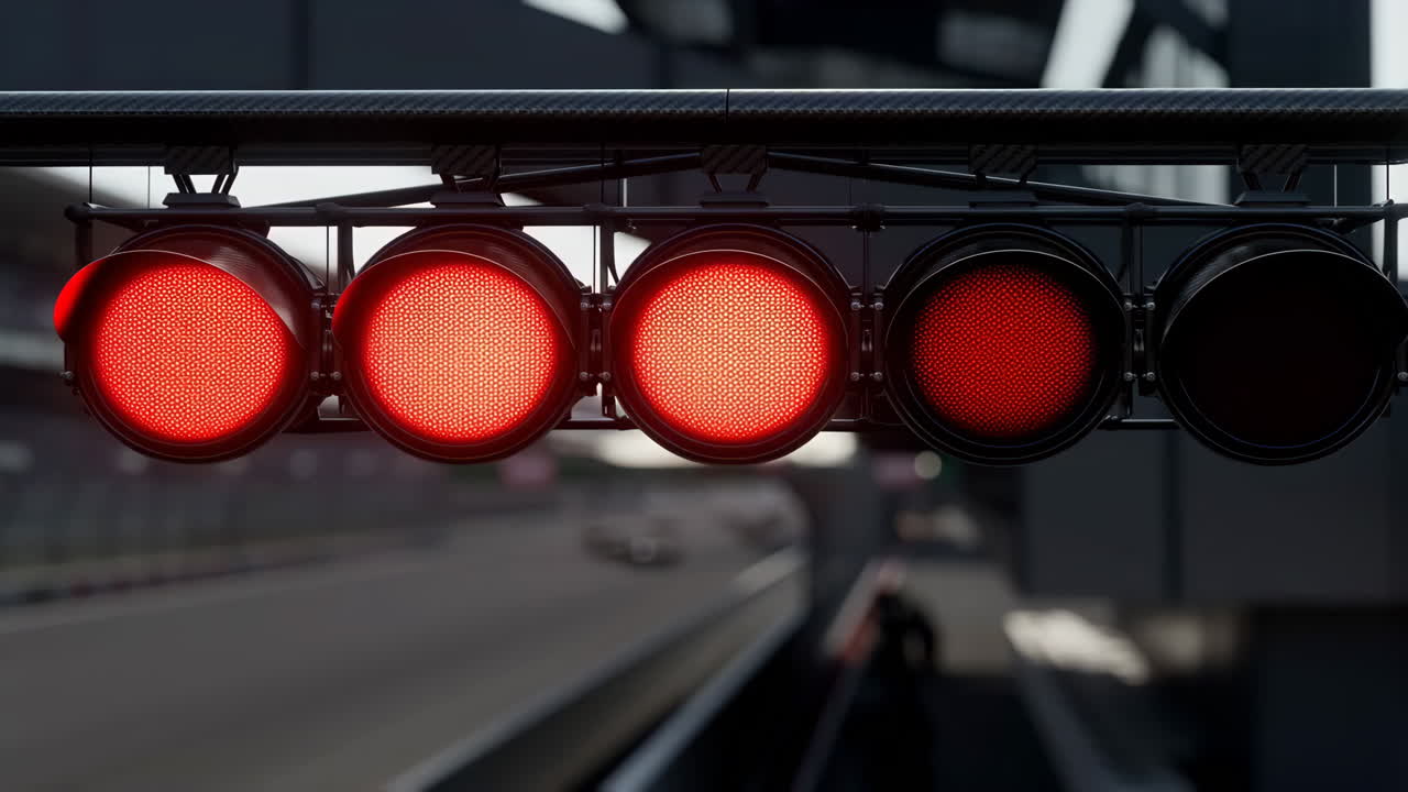 Red Starting Lights at a Motorsport Racetrack