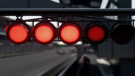 red starting lights at a motorsport racetrack