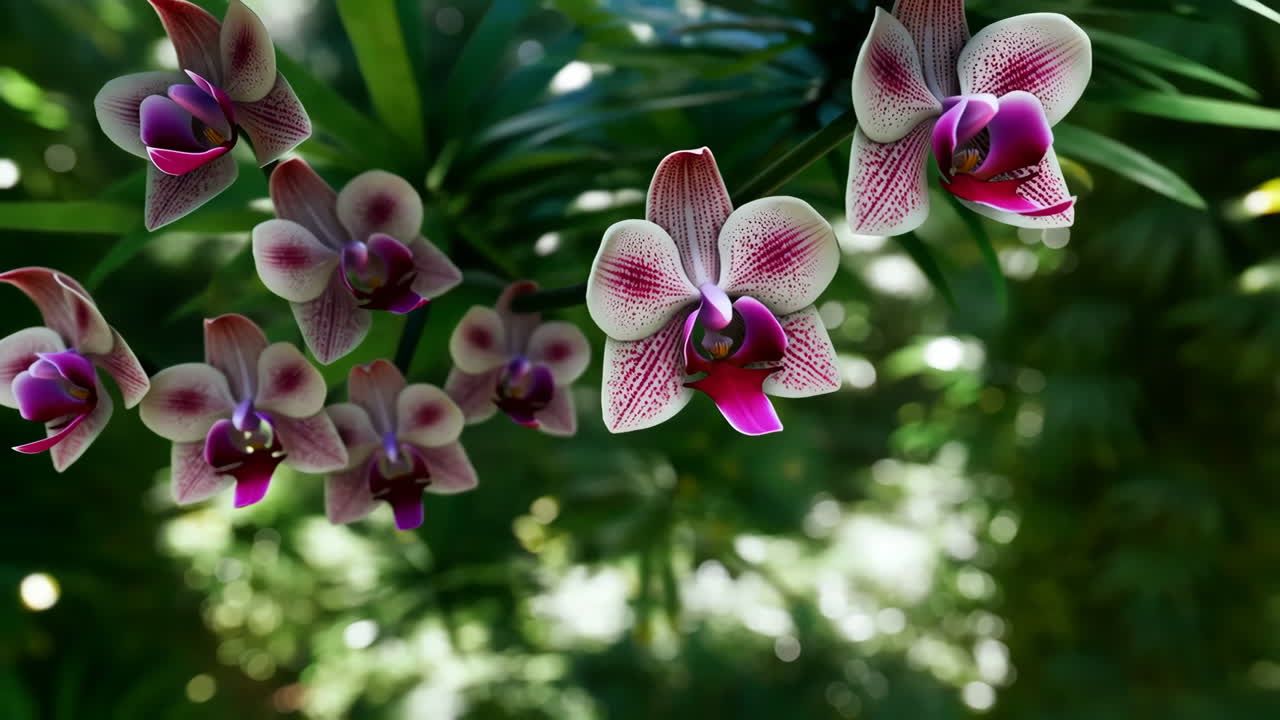 Vibrant Pink and White Orchids Blooming