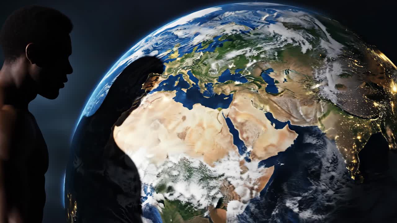 Silhouette of a Man with the Earth