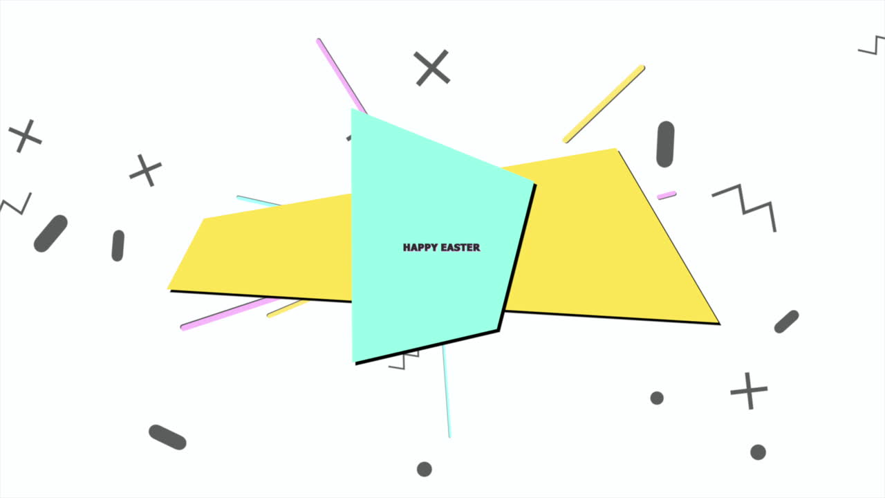 diseño de tarjetas de felicitación de pascua geométricas lúdicas colores brillantes y fuente en negrita