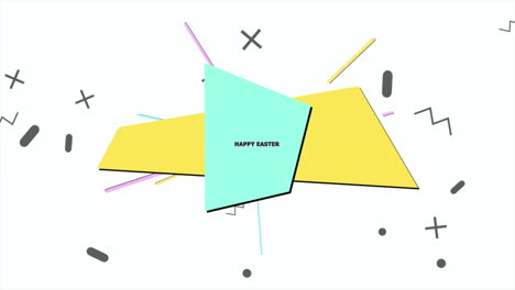 diseño de tarjetas de felicitación de pascua geométricas lúdicas colores brillantes y fuente en negrita