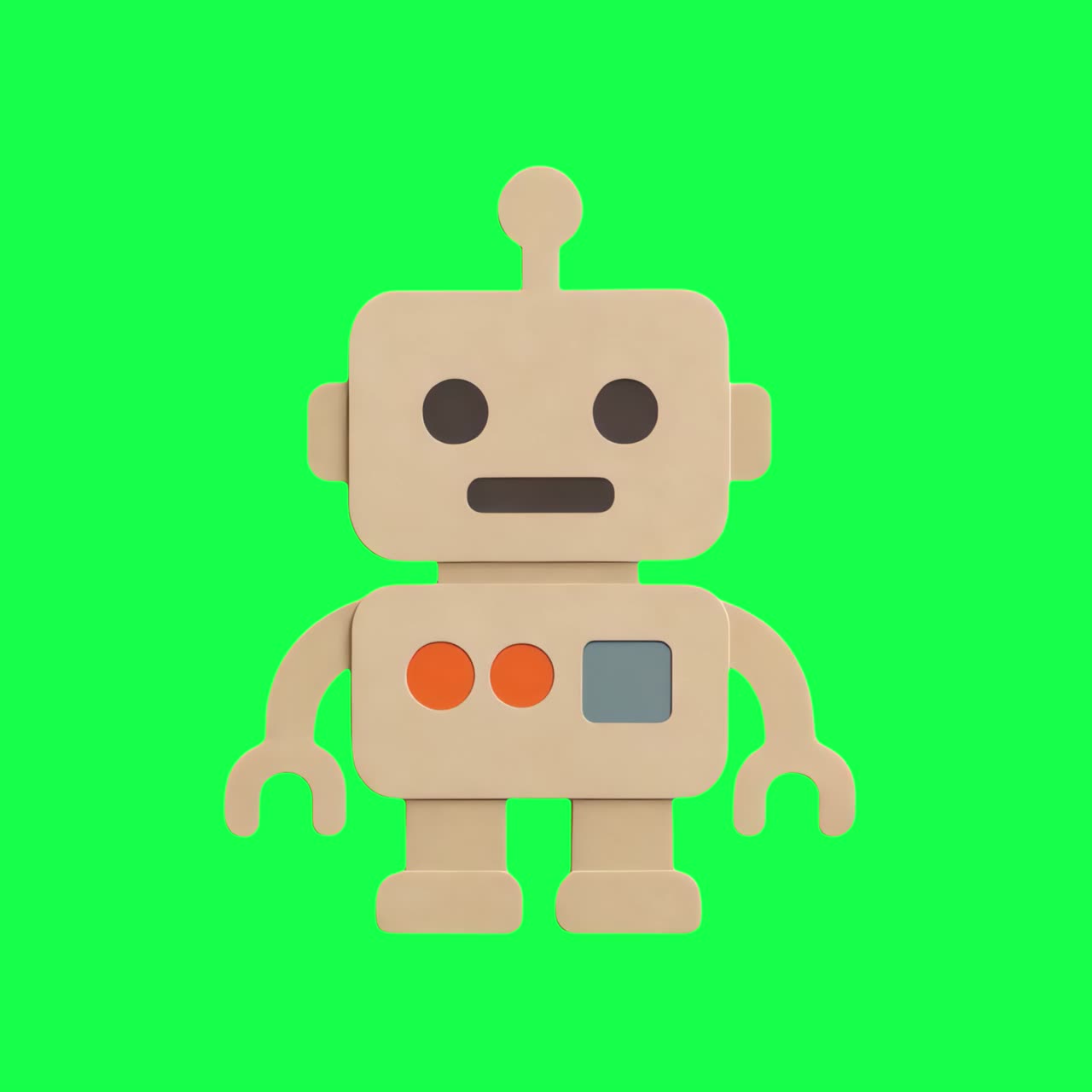 Animazione di robot carino con espressione amichevole, video 4K trasparente, green screen