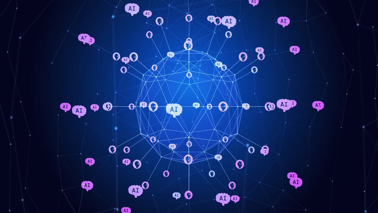 지구와 데이터 처리와의 연결 네트워크의 애니메이션