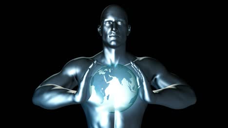 transformación digital con el hombre recibiendo datos en bucle