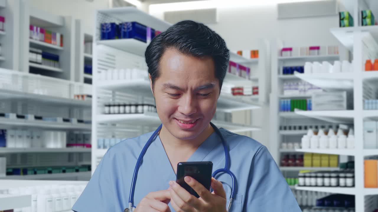 약국에서 드폰을 사용하는 의사