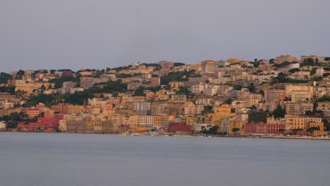 aerial panoramic view of posillipo naples with ancient house laid on coastline of the gulf of naples
