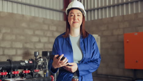 mujer feliz, cara y ingeniero con tableta