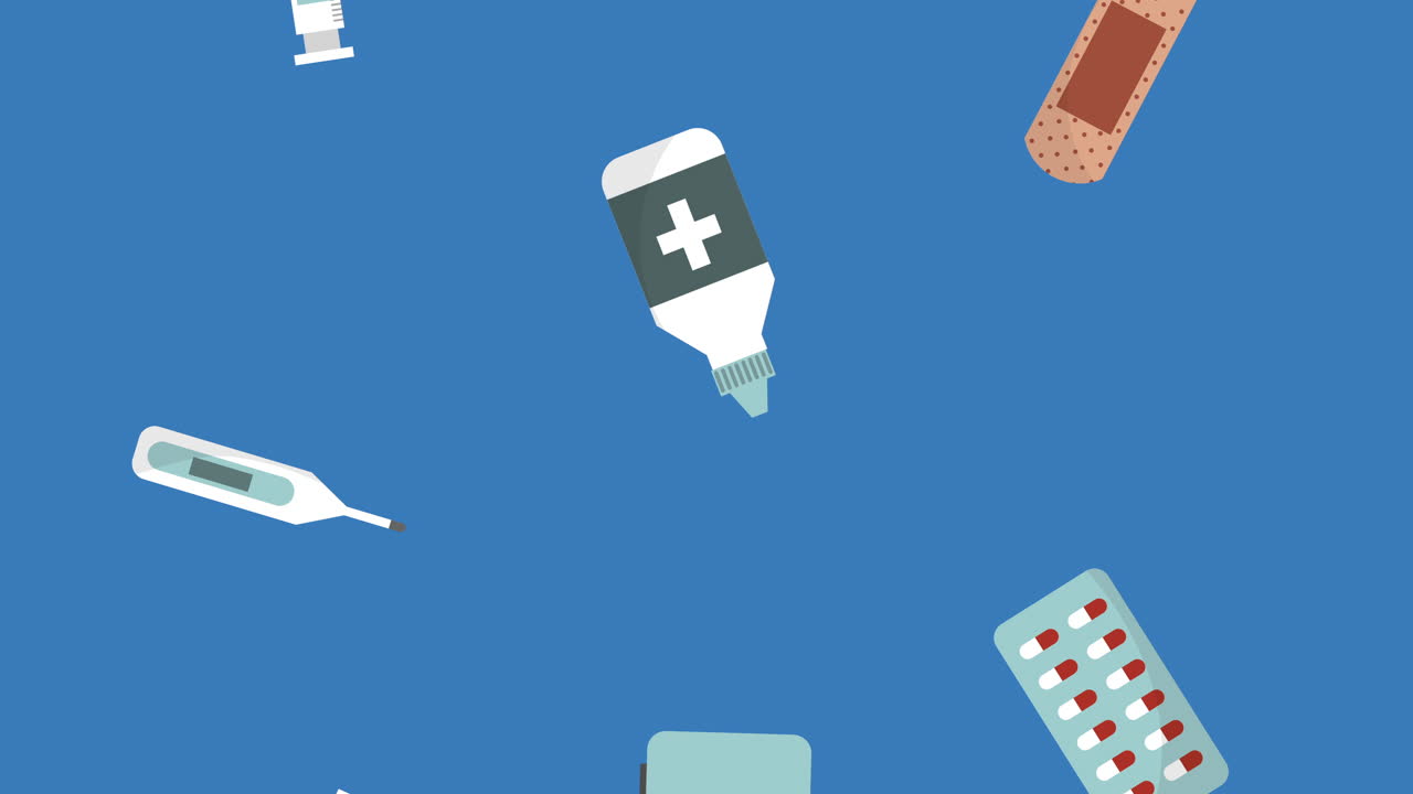 의료 세트 약물 요소 애니메이션