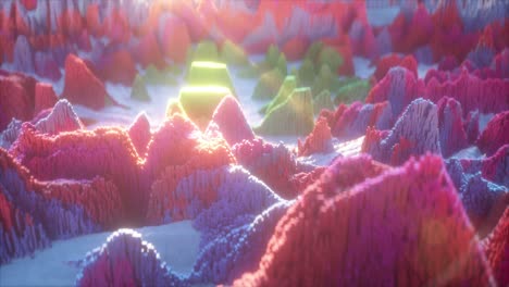 Abstract Colorful Pixelated Mountains
