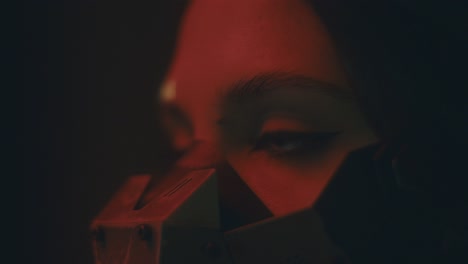 woman in cyberpunk mask