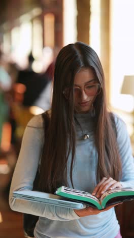 student reading in a cafe