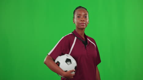 Soccer,-coach-and-black-woman-face-in-green-screen