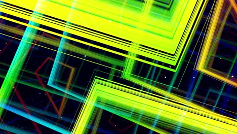 movimiento gráfico abstracto colorido en bucle bg arte moderno, volar en el espacio artístico, estructura multicapa con patrón, partículas de brillo y líneas. textura ornamental color gradiente arco iris. diseño de movimiento vj bucle.