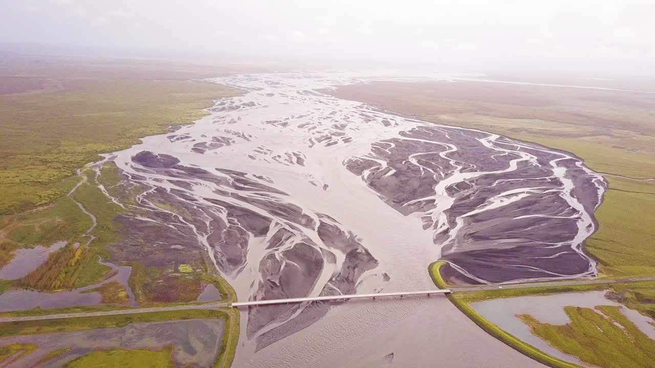 Aerial View of a River in Iceland