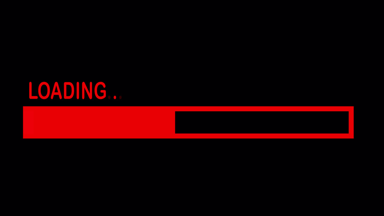 Red Loading Bar Animation with Progressing Dots on Black Background