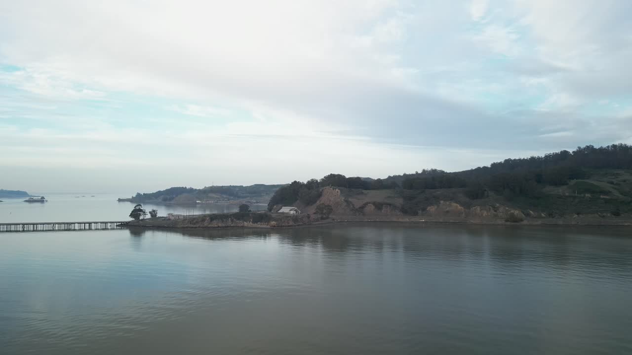 Aerial approach to Point Molate Beach Richmond California USA