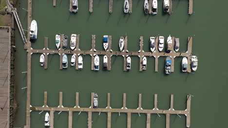 rows of boats st brookings harbor in oregon