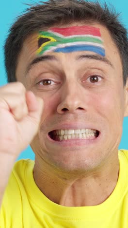 Very nervous man supporting south african team during a difficult match