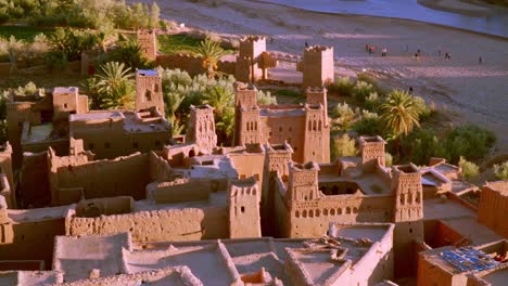 top view of the roofs of ancient buildings in ait ben haddou kasbah in morocco, africa