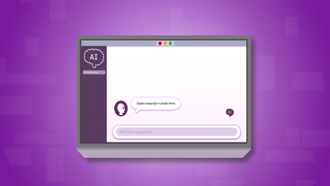 Animation-Des-Digitalen-Bildschirms-Mit-Ai-Chat-Auf-Violettem-Hintergrund