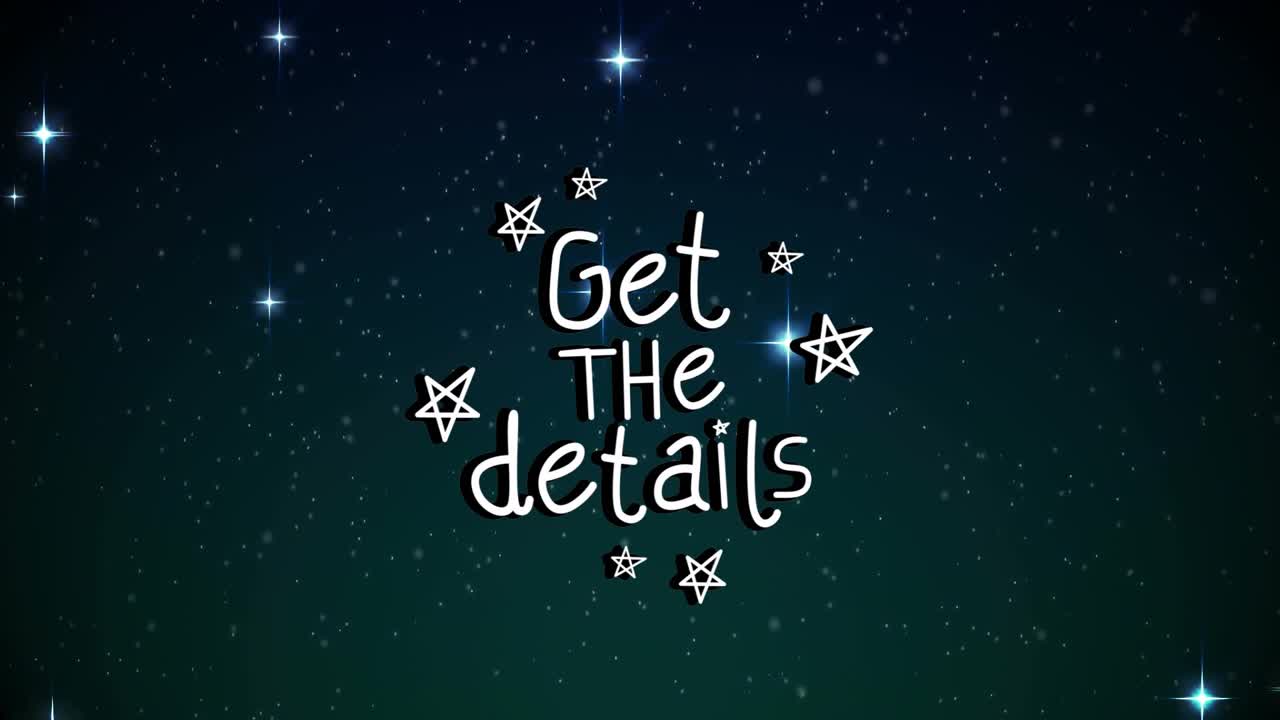 Loop starting, central title glowing while doodle stars moving and flares flaring, showing details